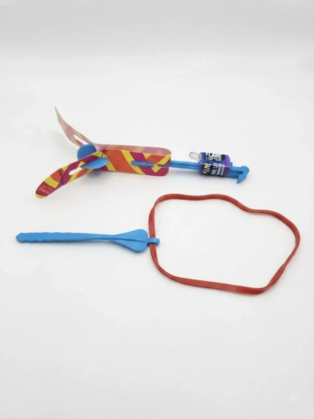 4 Pk Flare Copter Original LED RAINBOW Slingshot Flying Toy w/ Launcher